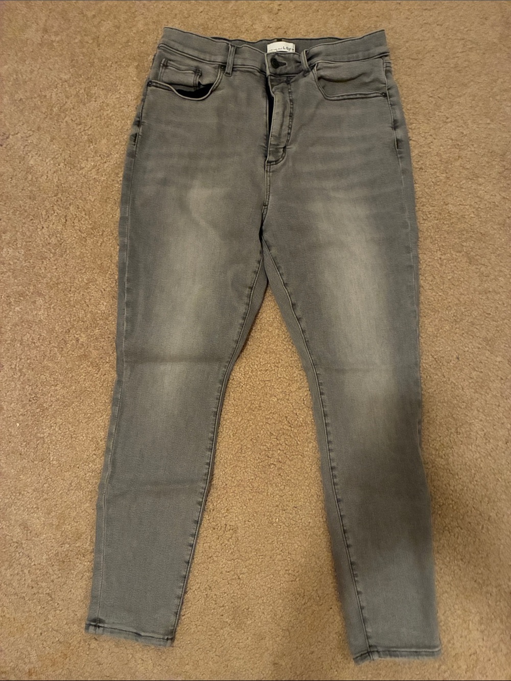 LOFT Gray Washed Skinny Jeans